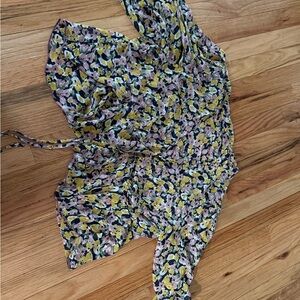 Floral tie top with Yellow and Pink Accents